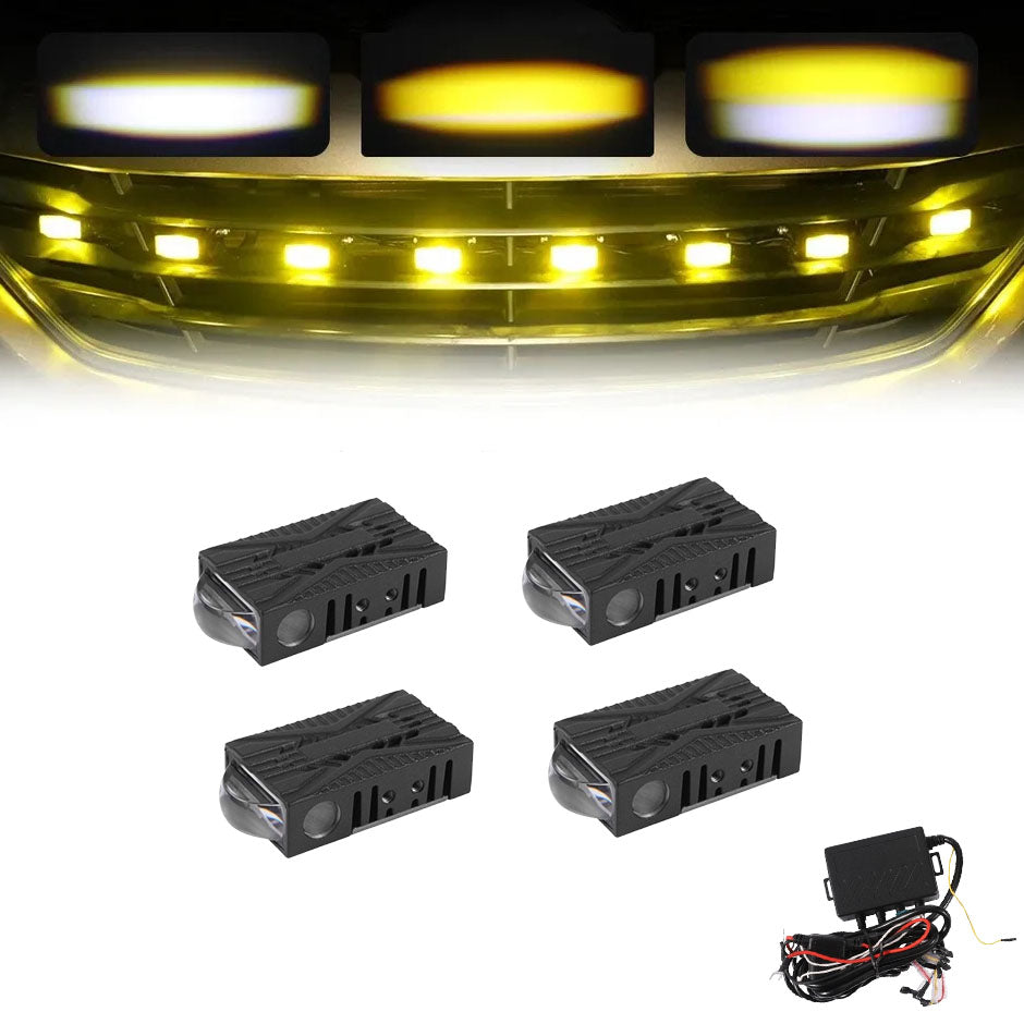 🆕Multi-Mode Smart Control Module LED Grille Light Kit 17mm 1-to-4/6 Dual-Color White/Yellow LED System with Custom Brackets for Offroad Truck UTV — Auxbeam product