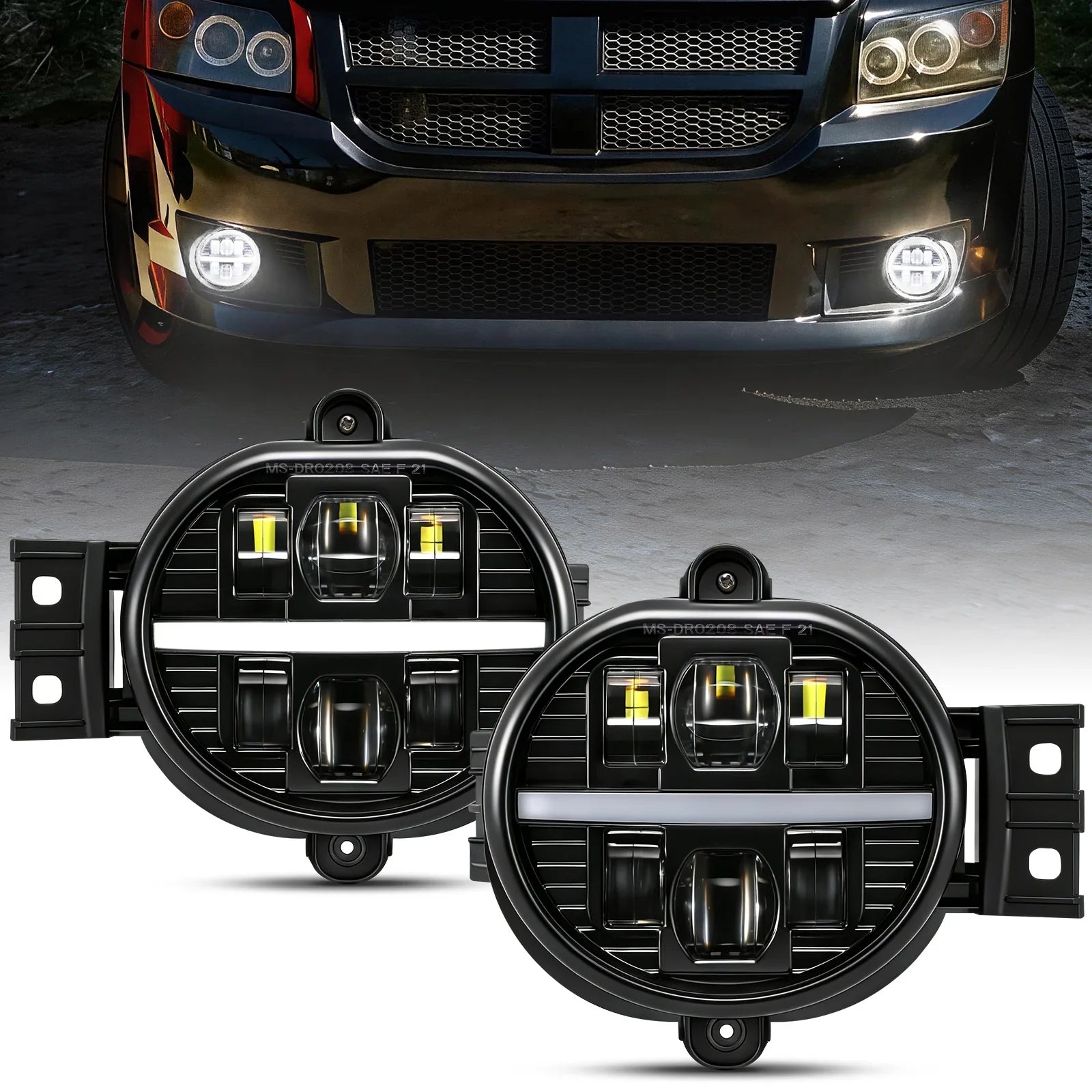 Upgrade 72W LED Fog Lights DOT Approved with DRL for Dodge Ram 1500 2002-2008 /Dodge Ram 2500 3500 2003-2009 /Durango 2004-2006 — Auxbeam product