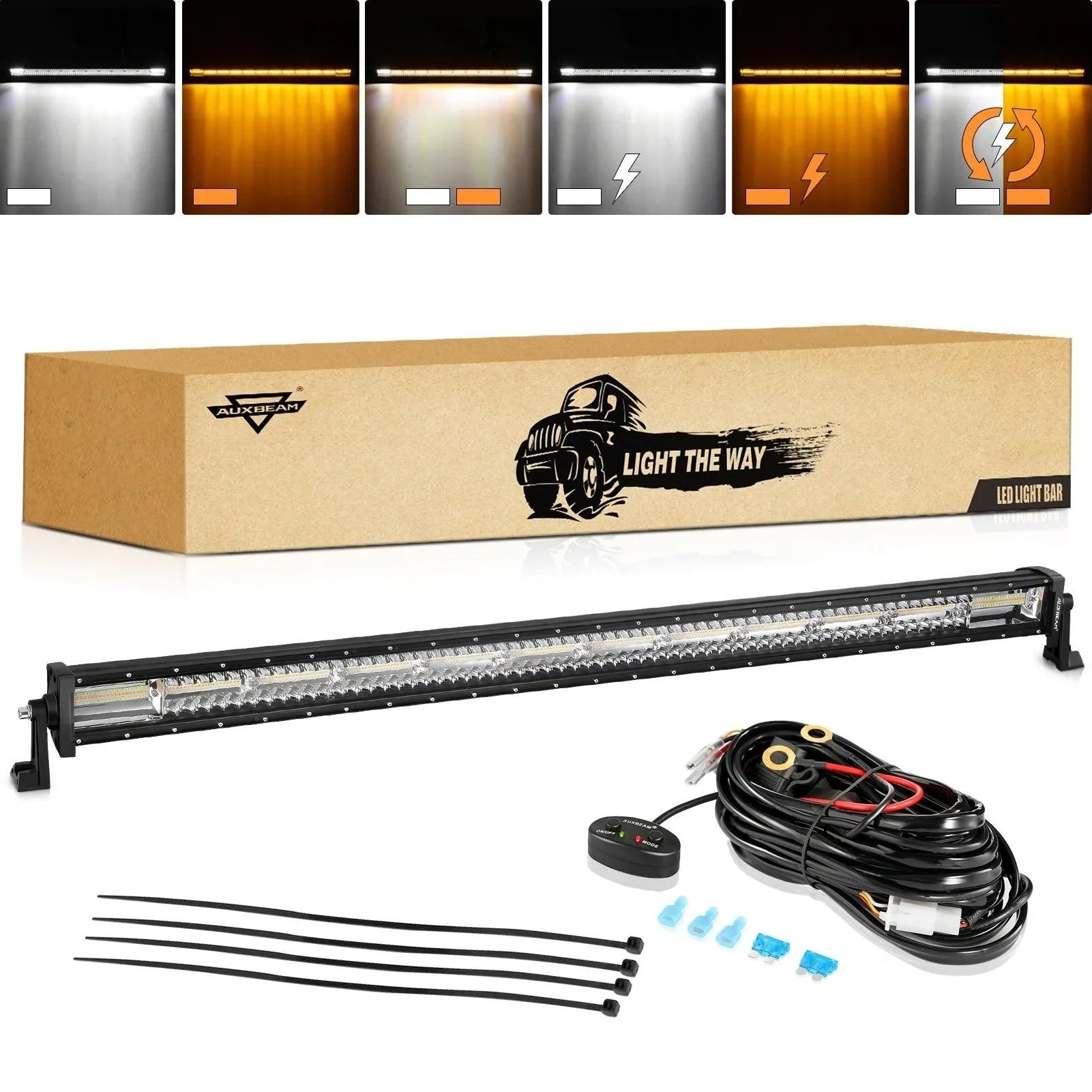50 Inch 6 Modes White&Amber Straight Off Road Led Light Bar — Auxbeam product