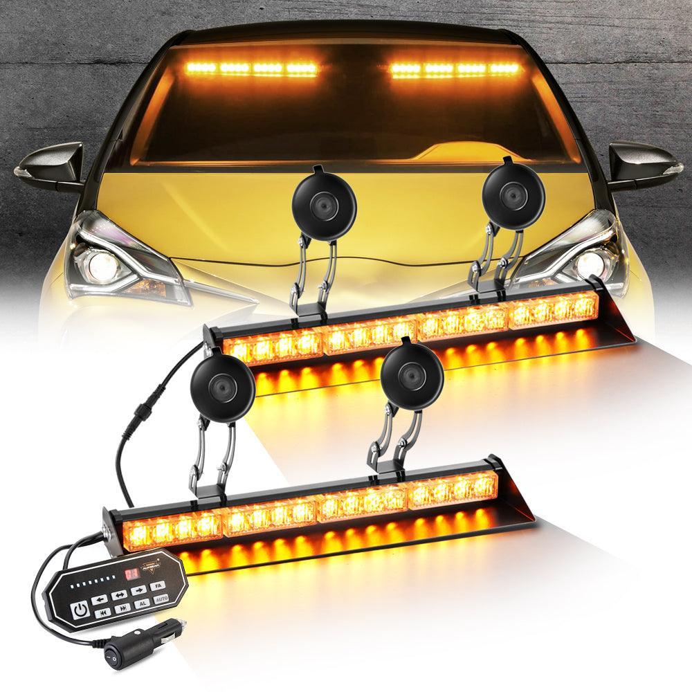 17" Dual Windshield Dash Strobe Light Bars 20 Flashing Patterns with Suction Cup Mount for Vehicles Trucks SUV ATV Car — Auxbeam product