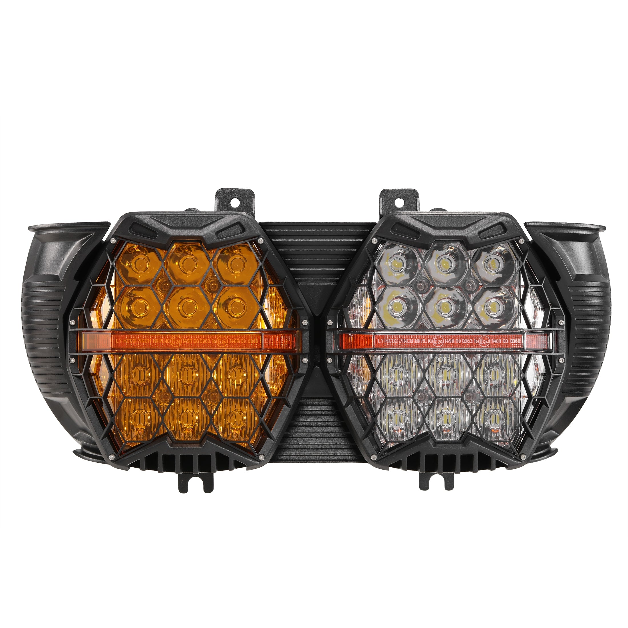 🆕 DOT Motorcycle LED Dual Headlight Assembly Amber DRL High/Low Beam Honeycomb for 2015-2022 Road Glide Fltrx — Auxbeam product