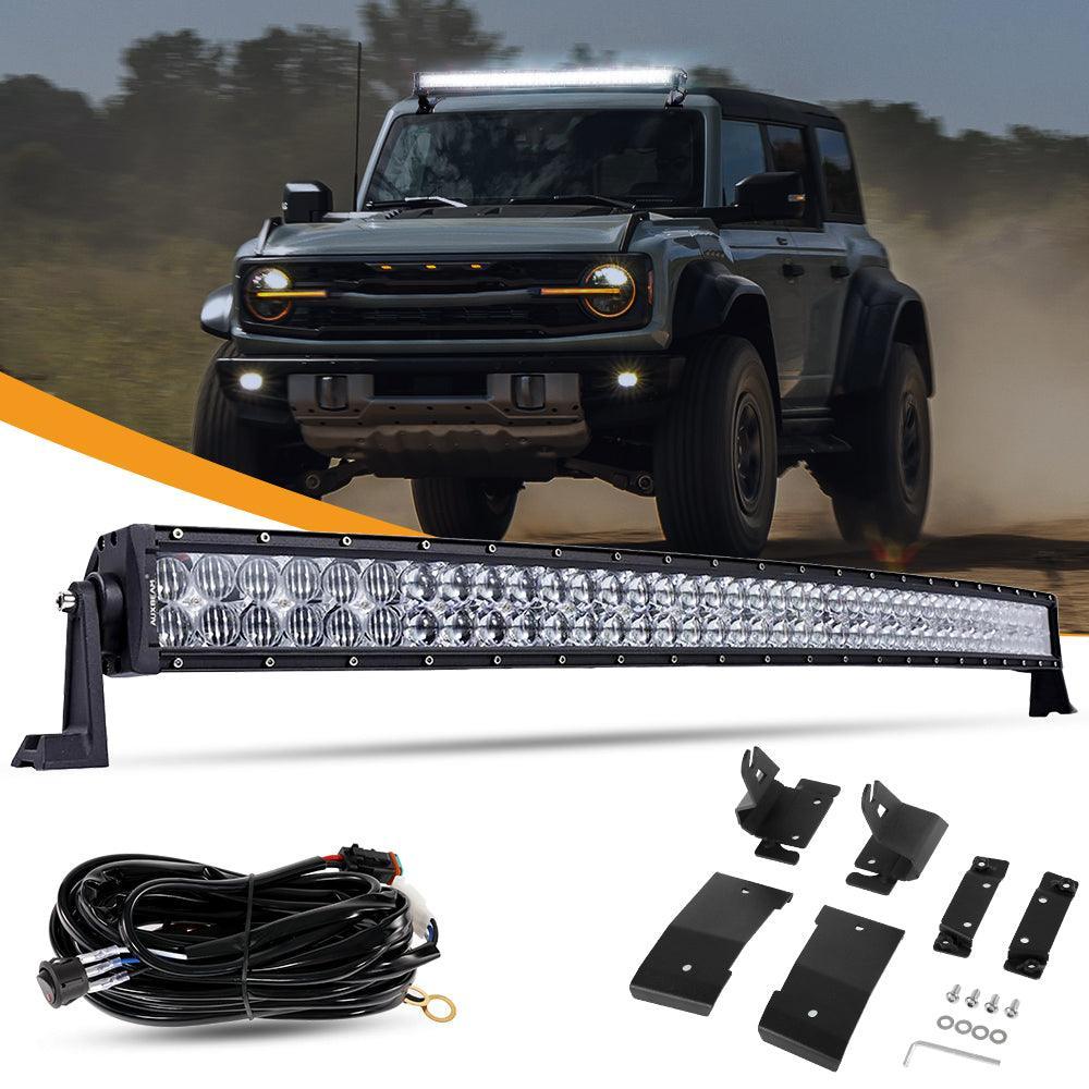 42 Inch 5D Series Curved LED Light Bar & Car Roof Windshield LED Light Bar Mounting Bracket For Ford Bronco 2/4 Door 2021 2022 — Auxbeam product