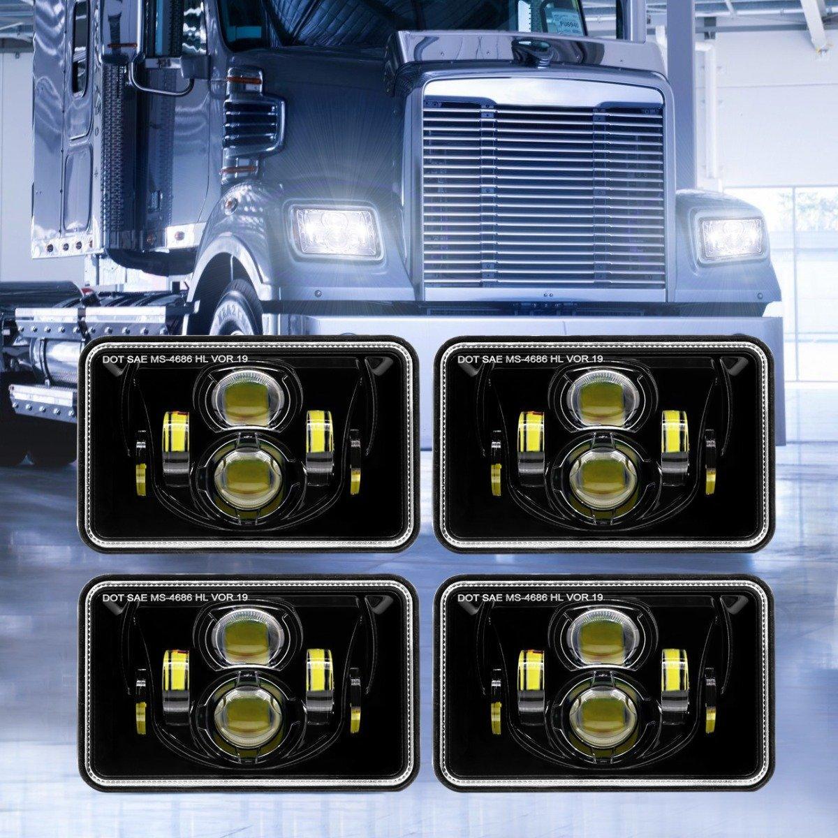 4X6 Inch 55W Rectangular LED Headlight Dot Approved Black — Auxbeam product