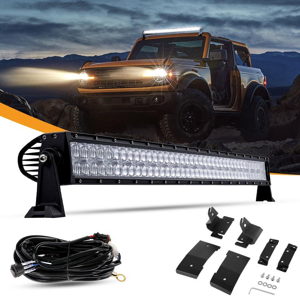 42 Inch 5D Series Straight LED Light Bar & Car Roof Windshield LED Light Bar Mounting Bracket For Ford Bronco 2/4 Door 2021 2022 — Auxbeam product