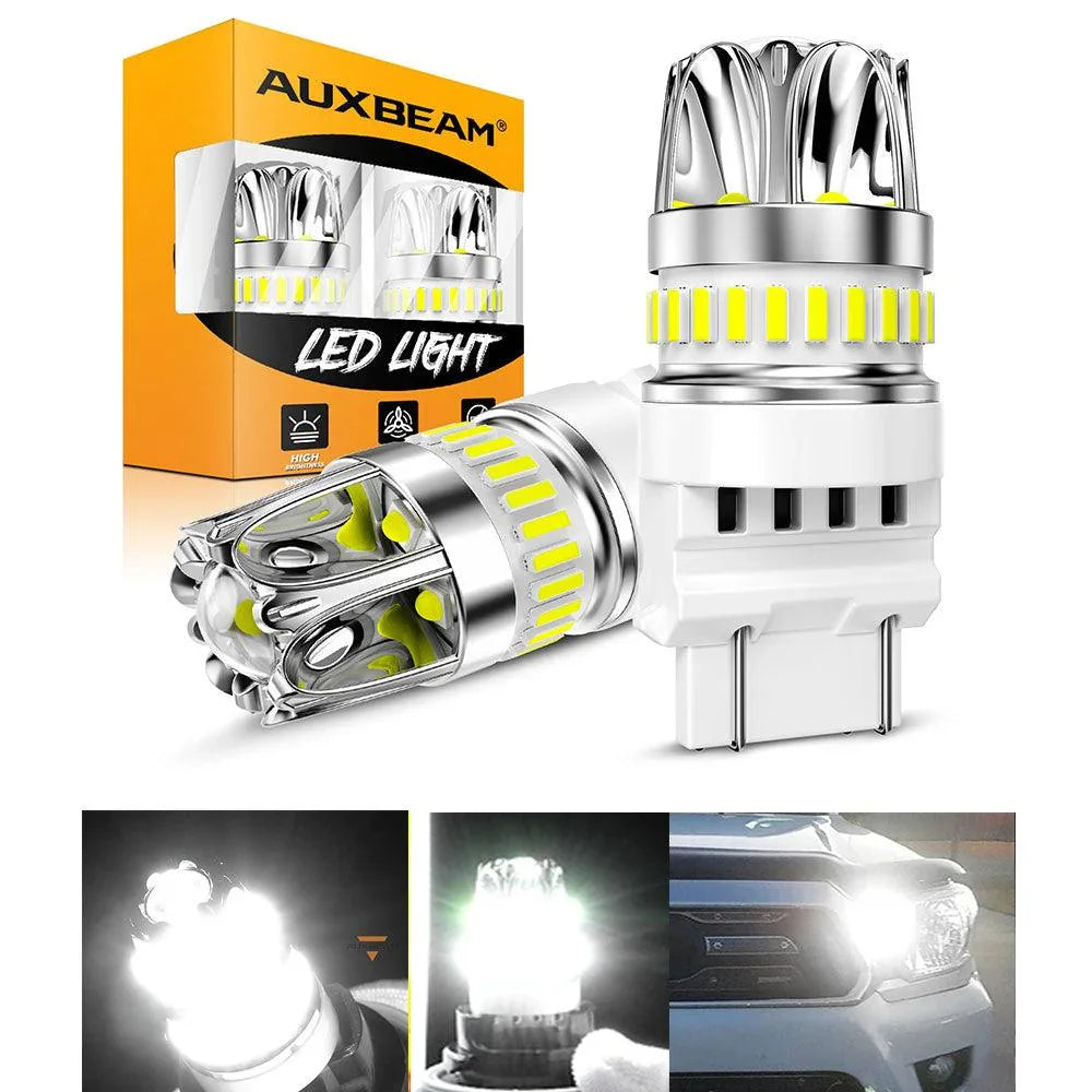 T25 3157 3156 LED Backup Reverse/Turn Signal/Brake Tail Light Bulbs 14W 6000LM CAN-Bus Error Free 6500K White Y2 Series | 2 Bulbs — Auxbeam product