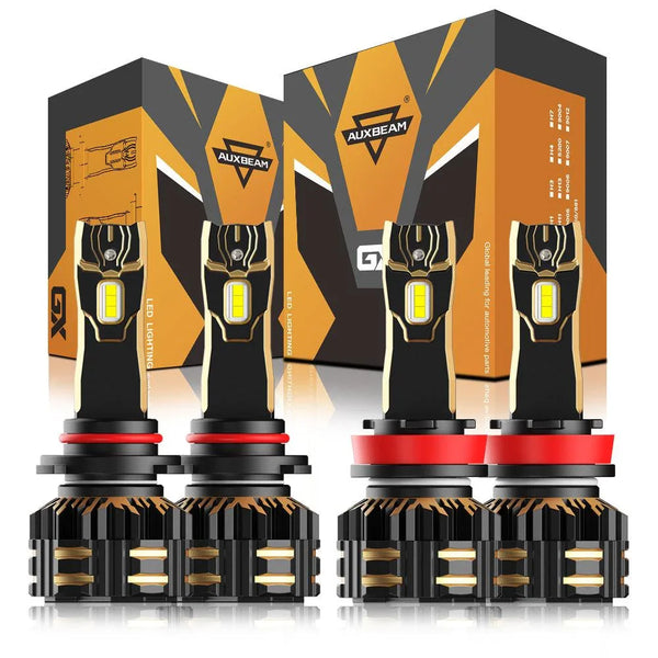 9005+H11 LED Headlight Bulbs 120W 25000LM GX Series Brightest 6500K Cool White | 4 Bulbs — Auxbeam product