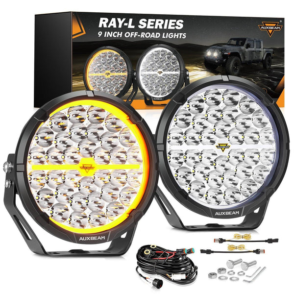RAY-L Series | 9 Inch 318W 34180LM Dual DRL Offroad LED Driving Lights — Auxbeam product