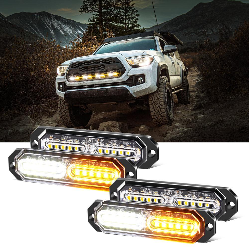 (4PSC/SET) 12LED Emergency Surface Mount Grill Strobe Light for Trucks Vehicles ATV RV Cars Van — Auxbeam product