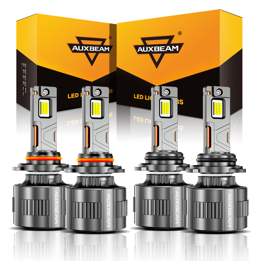 🆕9005+9006 LED Headlight Bulbs 130W 32000LM F35 Series Dual Compatibility 12V/24V 6500K Cool White | 4 Bulbs — Auxbeam product