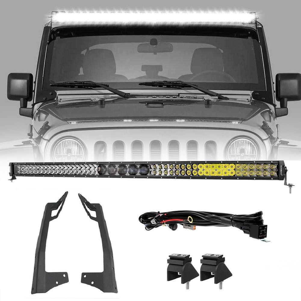 52" 5D-PRO Light Bar&Windshield Mounting Brackets For Jeep Wrangler JK 2007~2017 — Auxbeam product