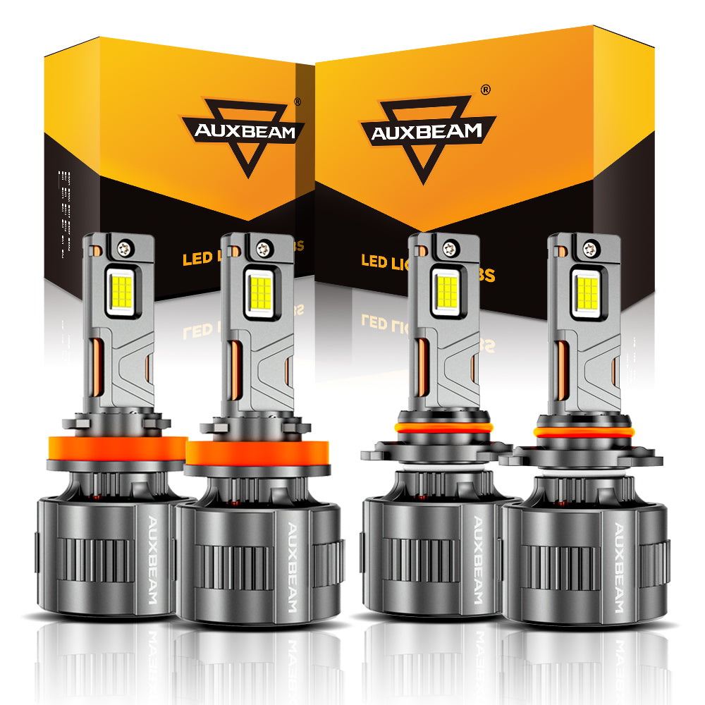 🆕9005+H11 LED Headlight Bulbs 130W 32000LM F35 Series Dual Compatibility 12V/24V 6500K Cool White | 4 Bulbs — Auxbeam product