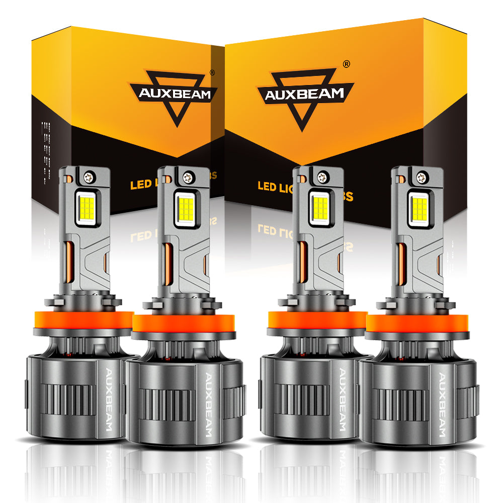 🆕H11+H11 LED Headlight Bulbs 130W 32000LM F35 Series Dual Compatibility 12V/24V 6500K Cool White | 4 Bulbs — Auxbeam product