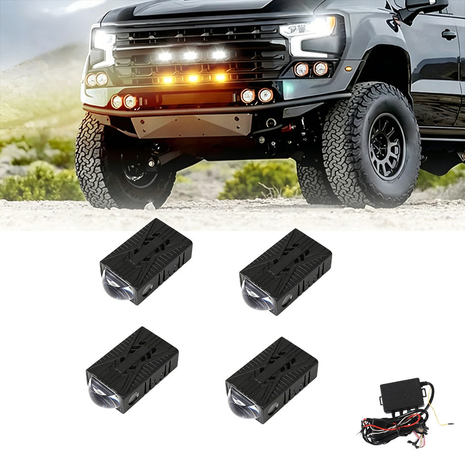 🆕 Multi-Mode Smart Control Module LED Grille Light Kit 21mm 1-to-4/6 Dual-Color White/Yellow LED System with Custom Brackets for Offroad Truck UTV — Auxbeam product