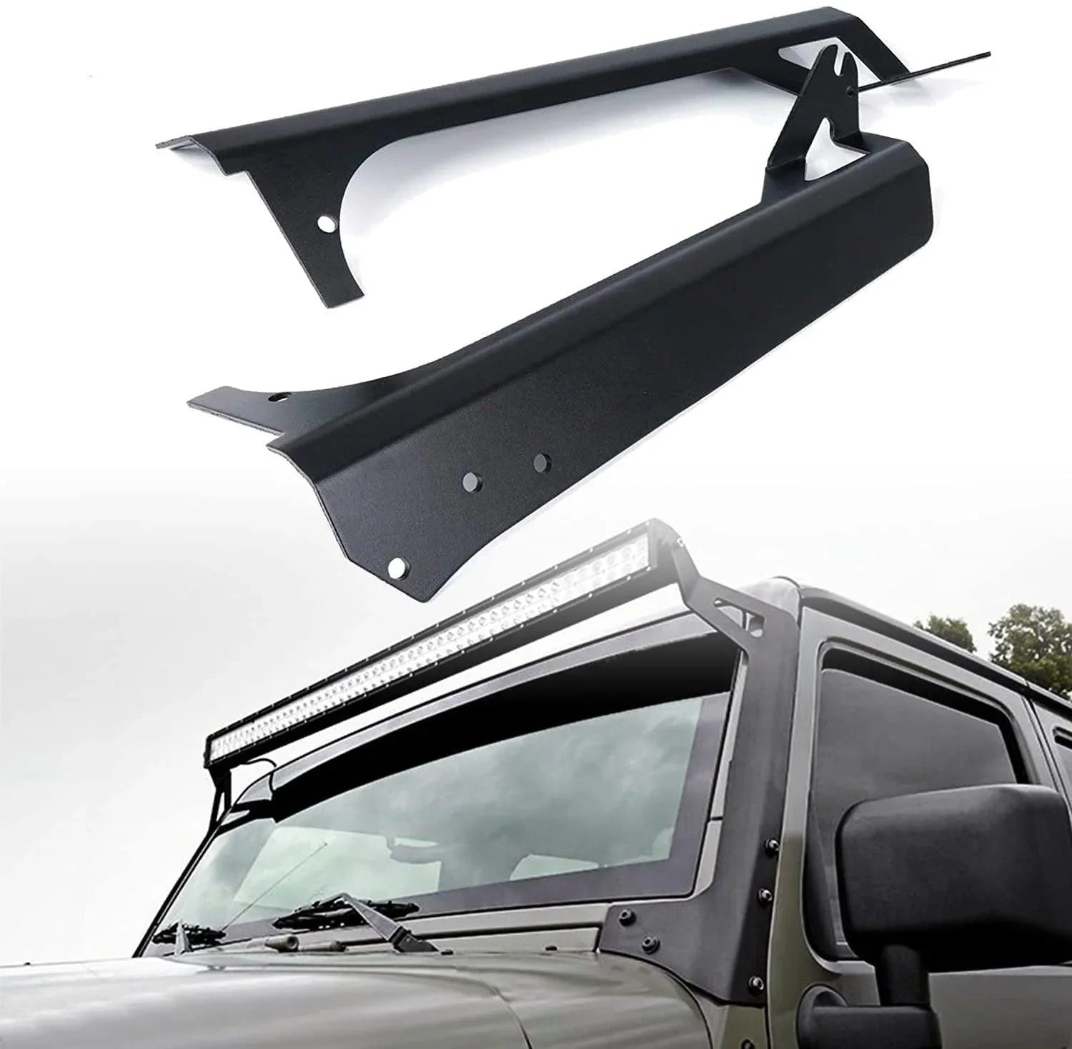 52" Straight Light Bar Windshield Mounting Brackets for 1997-2006 Jeep Wrangler TJ — Auxbeam product