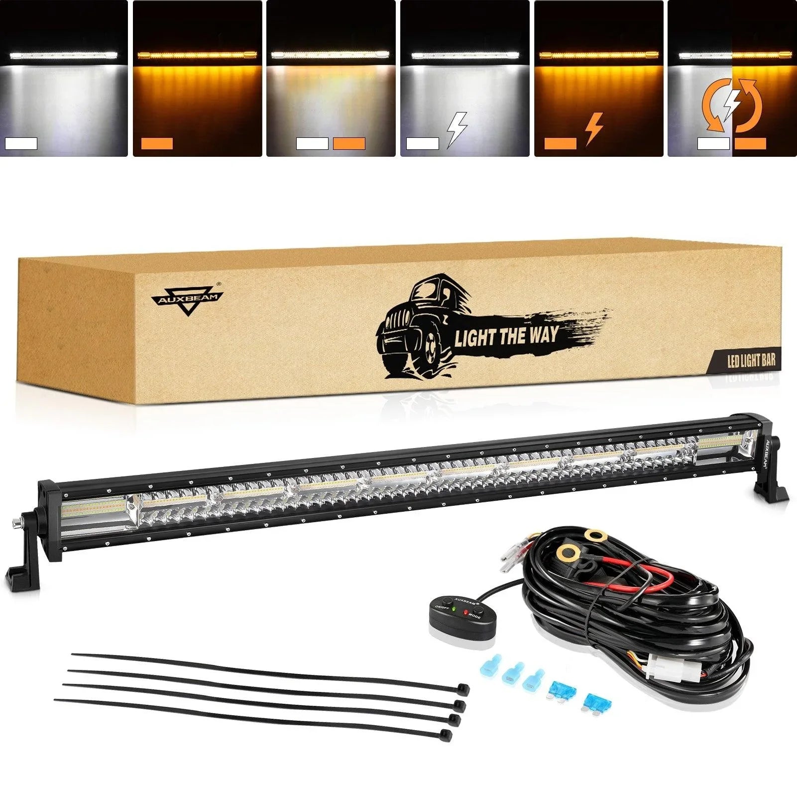 6 Modes Series 42 Inch White&Amber Straight Off Road Led Light Bar — Auxbeam product