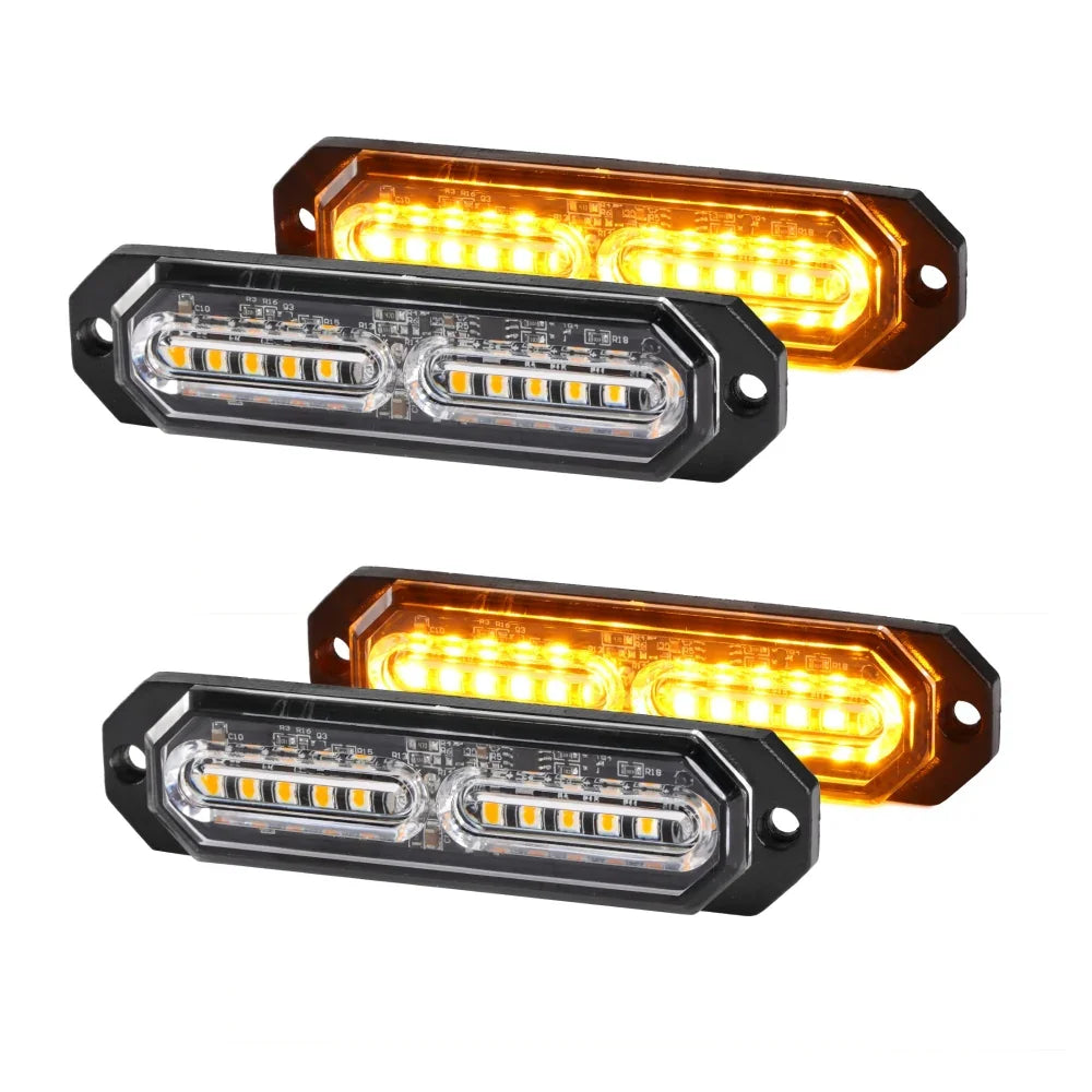 (4PSC/SET) 12LED/24LED Emergency Surface Mount Grill Strobe Light for Trucks Vehicles ATV RV Cars Van — Auxbeam product