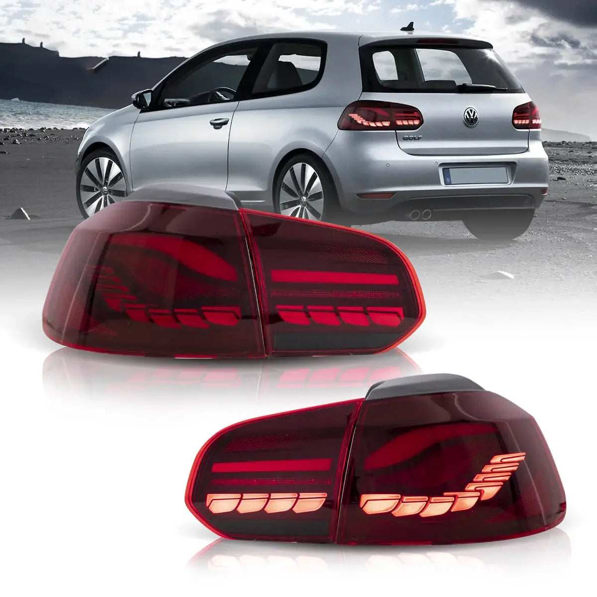 OLED Tail Light Assembly With Dynamic Welcome Lighting (GTS Style)For 2008-2014 Volkswagen Golf 6th Gen Mk6 Hatchback — Auxbeam product
